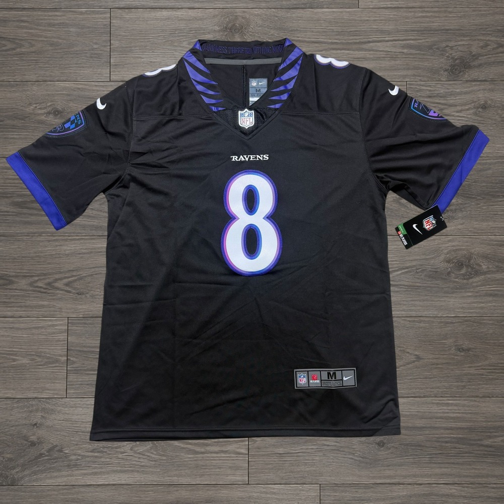 Nike Baltimore Ravens Lamar Jackson 8 Game Jersey Size Medium Black NFL New